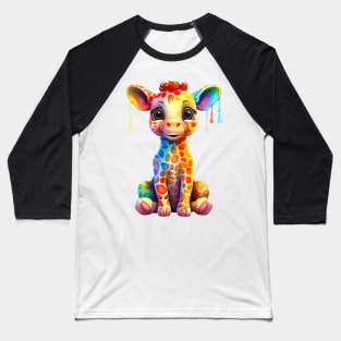 Rainbow Baby Giraffe Baseball T-Shirt